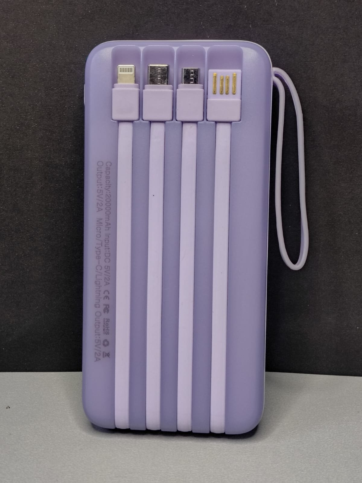 Powerbank 20,000 mAh con Cables Integrados - Imagen 2